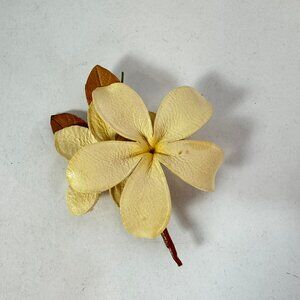 Vintage Handmade Leather Plumeria Flower Hawaii Brooch